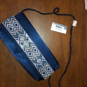 Nina navy blue beaded purse NWT